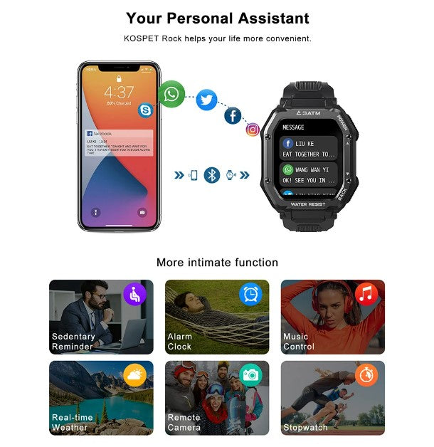 ROCK Rugged Smart Watch For Men Outdoor Sports - Army Green_5